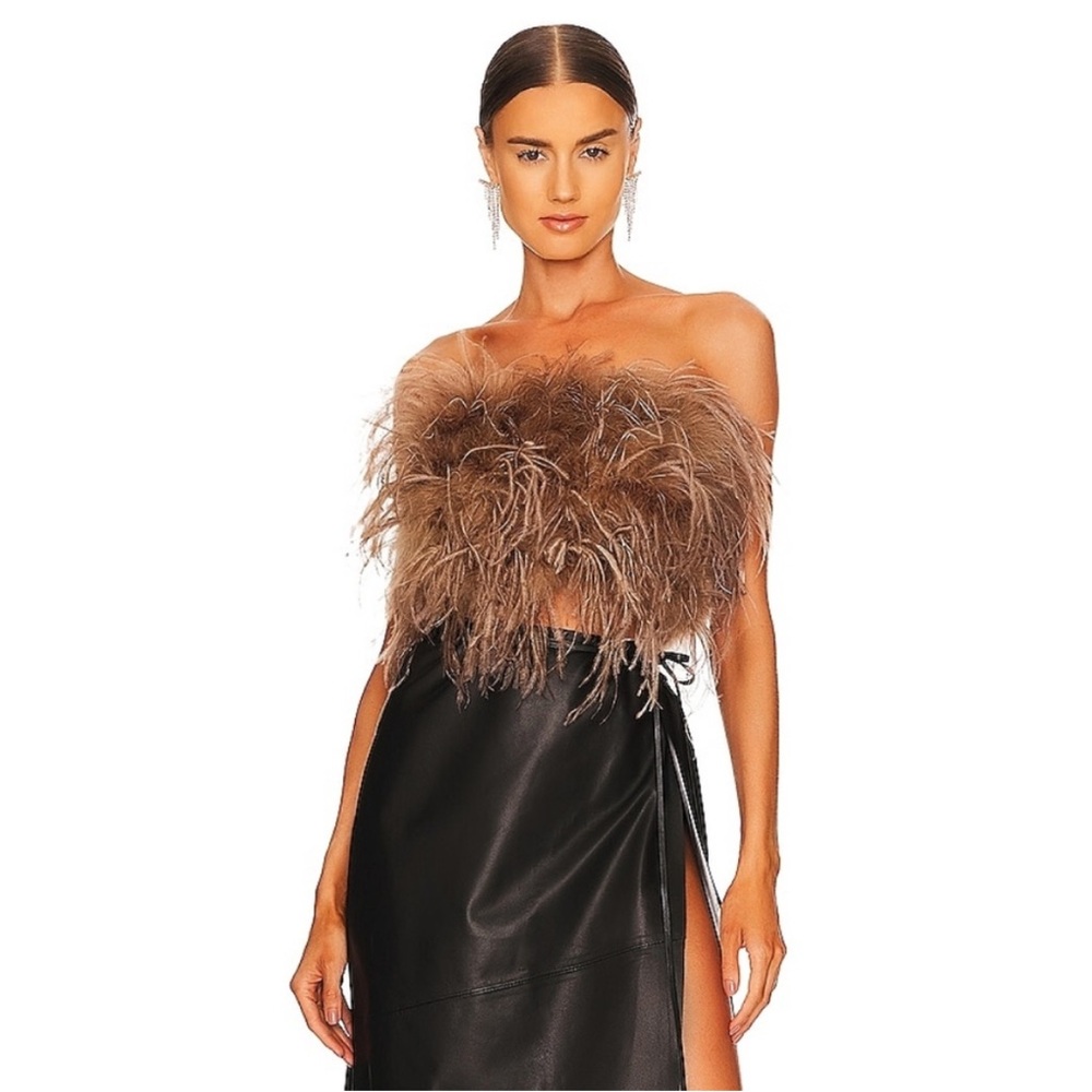 Lamarque Tan Feathered Tube Top